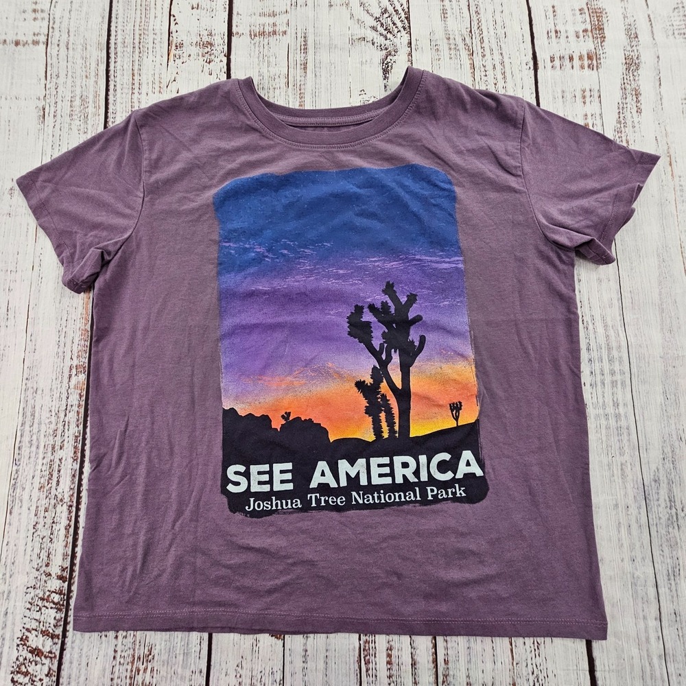 Joshua Tree National Park Purple Short Sleeve Cotton Blend T-Shirt Youth XL
